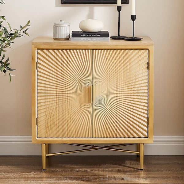 Rustic Buffet Sideboard with Sunburst Door Pattern