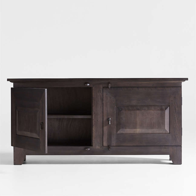 Rustic Charcoal Wood Credenza with Four Drawers