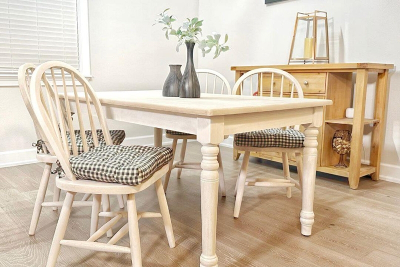 Rustic Dining Chairs Slat Back Whitewashed Distressed Finish
