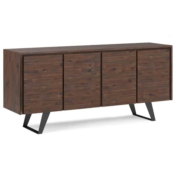 Rustic Distressed Charcoal Brown Four-Door Buffet