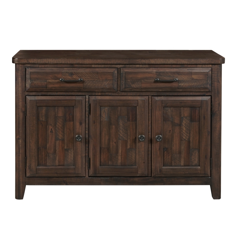 Rustic Farmhouse Buffet Espresso with Cross Brace Sides and Cup Pulls