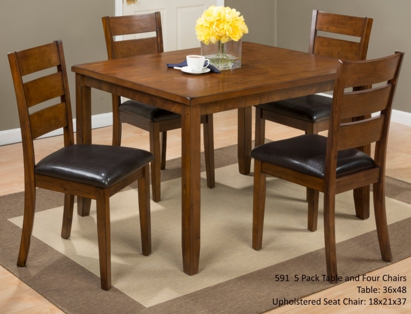 Rustic Farmhouse Dining Set, Slatted Pedestal Table, Ladder Back Chairs