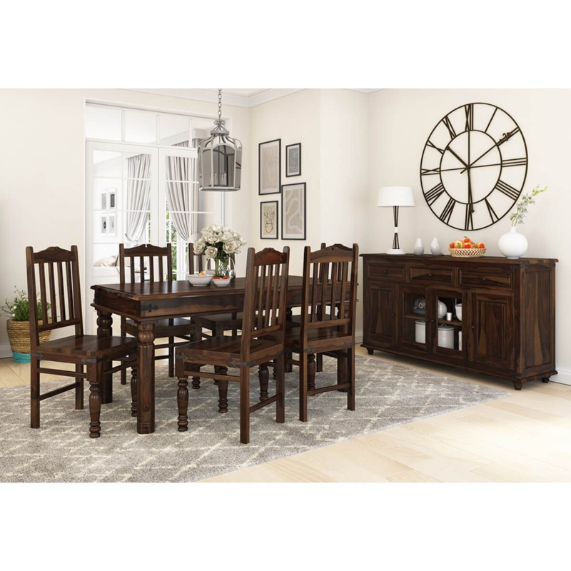 Rustic Farmhouse Dining Set with Slat Back Chairs