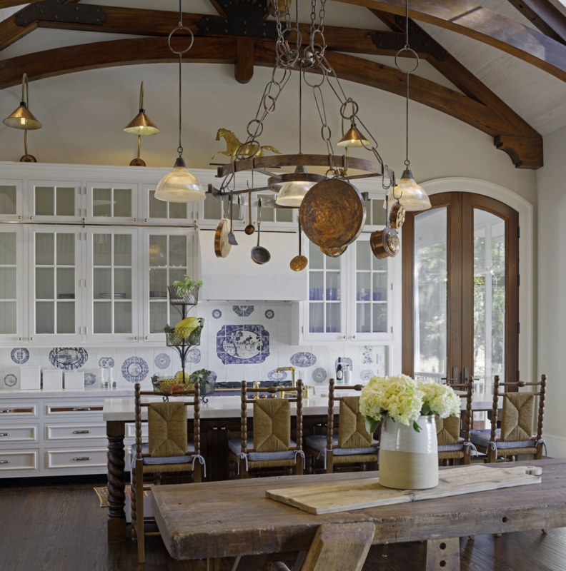 Rustic French Country Kitchen with Exposed Wood Beams