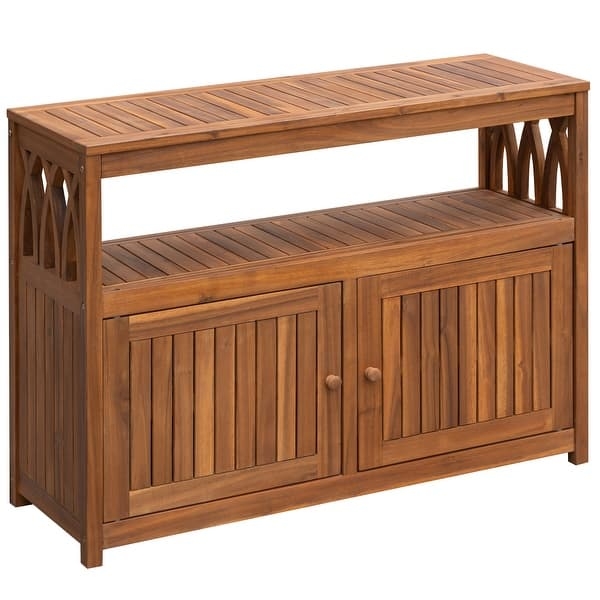 Rustic Gray Wood Buffet Cabinet, Indoor Outdoor Patio Storage