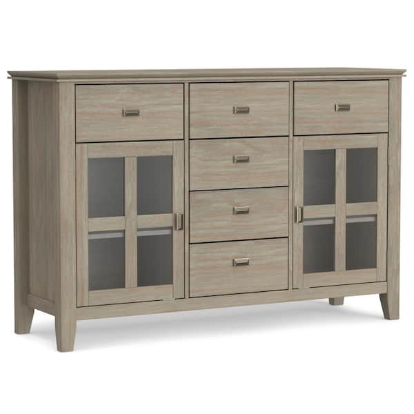 Rustic Grey Sideboard: Distressed Finish Four-Door Cabinet
