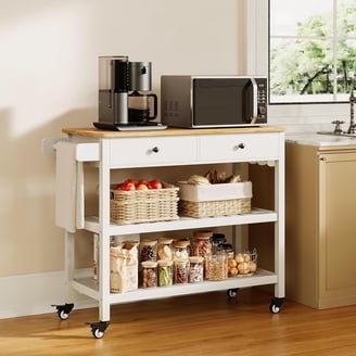 Rustic Kitchen Cart with Side Hooks and Wire Mesh Enclosures