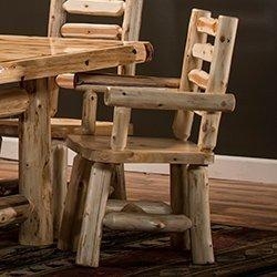 Rustic Log Dining Chair with Spindle Back and Cross Bracing