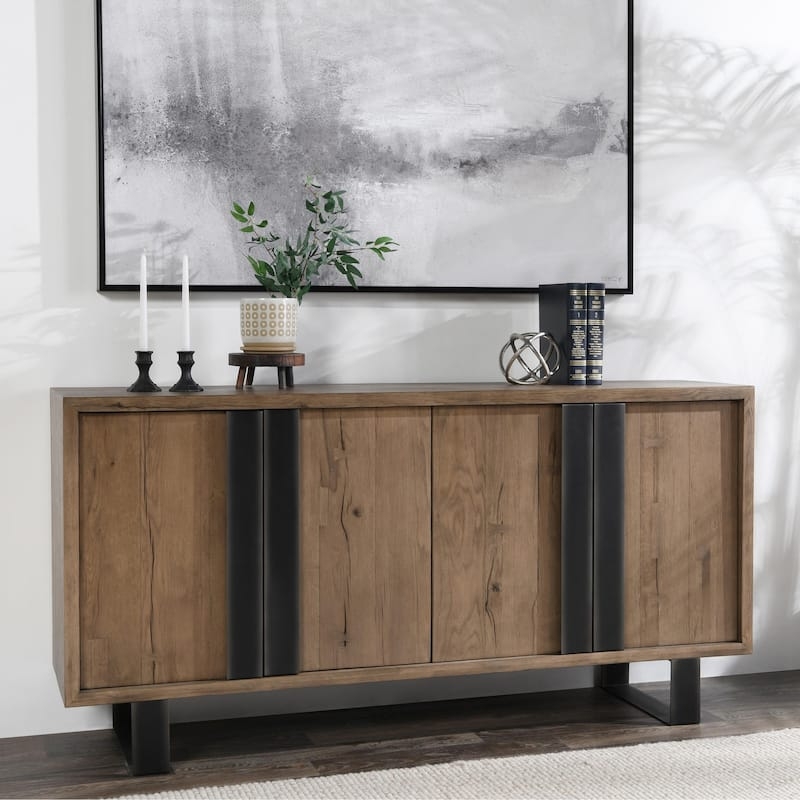 Rustic Reclaimed Look Sideboard on a Recessed Plinth Base