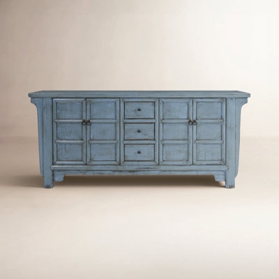 Rustic Reclaimed Wood Sideboard with Geometric Diamond Inlay Doors