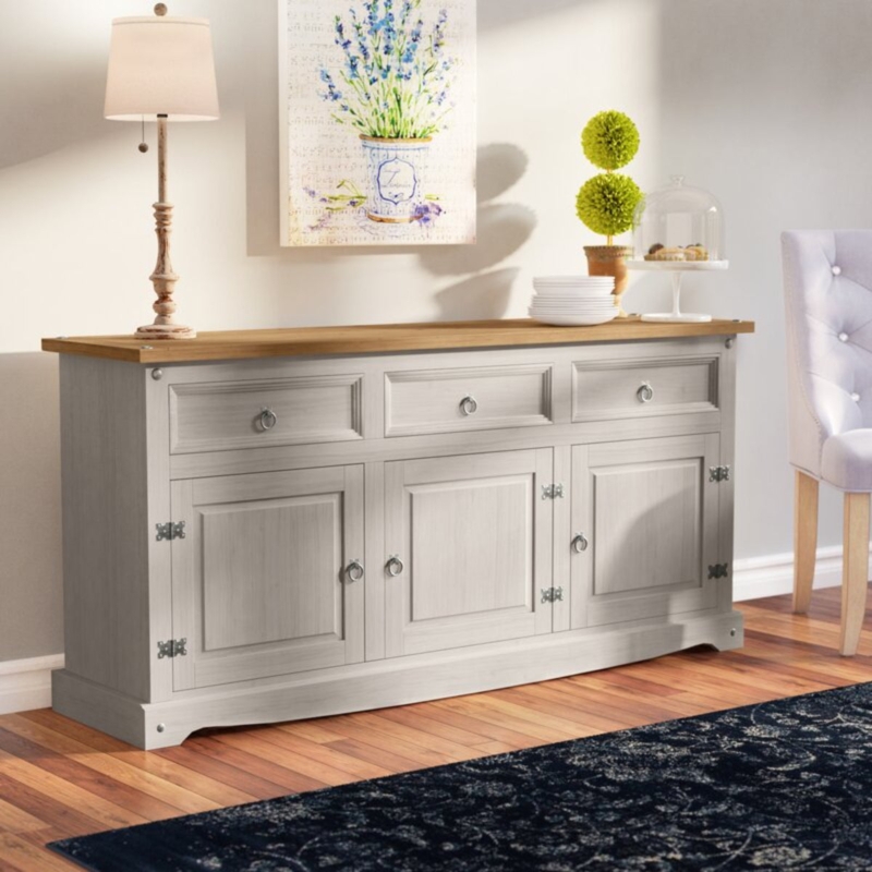 Rustic Sideboard Gray Wash Finish Stud Accents Southwestern Buffet Table