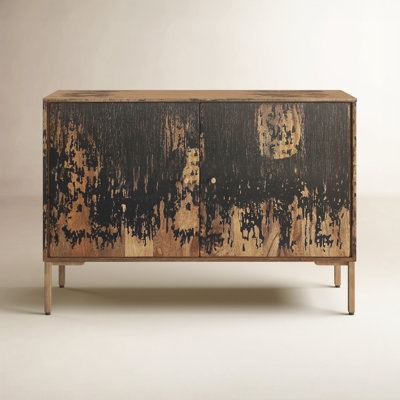 Rustic Sideboard with Glass Doors and X-Mullion Details