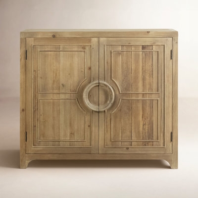 Rustic Three-Door Sideboard with Warm Honey Wood Finish