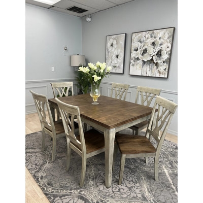 Rustic Wood Dining Room Set Slat Back Chairs Honey Finish Seats Six