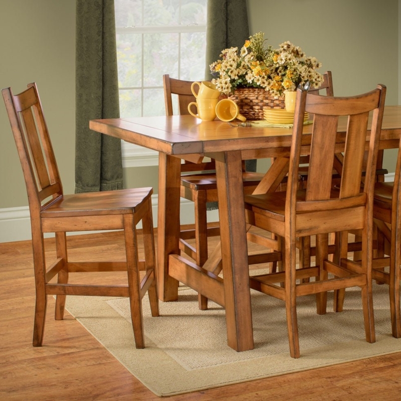 Rustic Wood Trestle Dining Table with Arched Supports and Thick Top