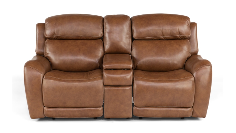 Saddle Brown Power Reclining Loveseat with Center Console
