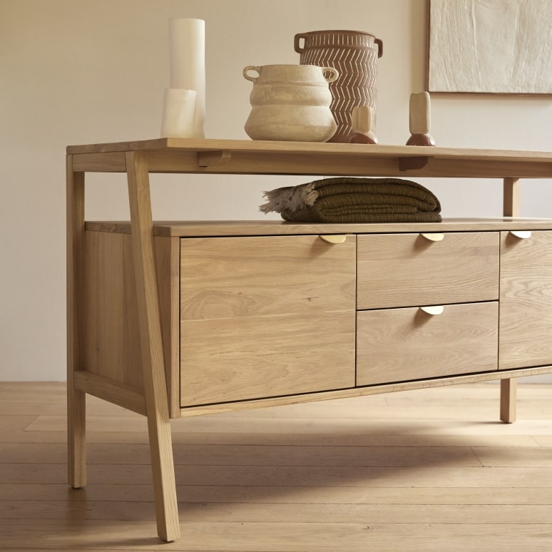 Scandinavian Minimalist Sideboard with Sliding Doors and Cutouts