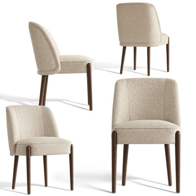 Scandinavian Style Dining Chairs Upholstered Fabric with Tapered Legs