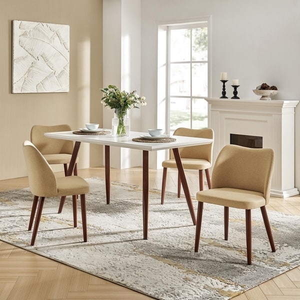 Scandinavian Style Upholstered Dining Chairs with Curved Back