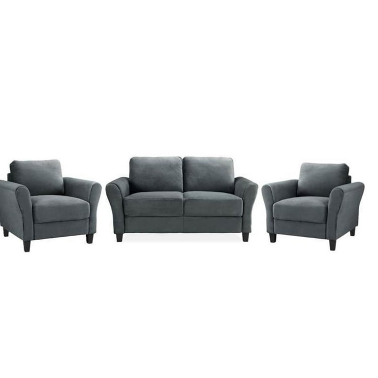 Seating Set Dark Gray Channel Tufted Square Silhouette