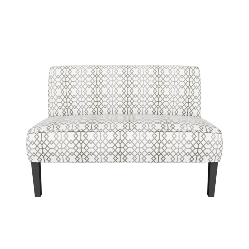 Settee Geometric Pattern High Back Armless Silhouette Grey Seating