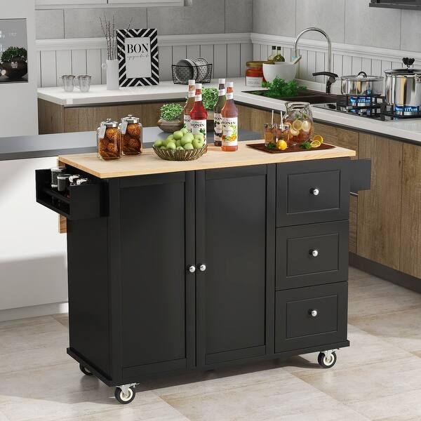 Shaker Style Kitchen Storage Island Drop Leaf Integrated Racks