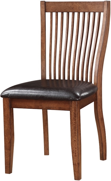 Side Chair Horizontal Slat Back Traditional Wood Tapered Legs