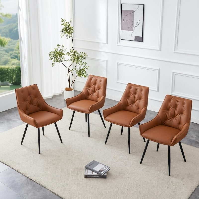 Side Chairs with Vertical Stitching and Flat Back Design