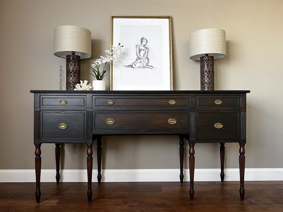 Sideboard Antique Victorian Buffet with Ornate Carved Details
