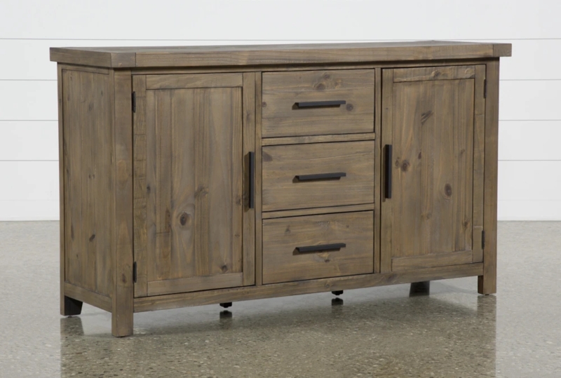 Sideboard Buffet Diamond Relief Doors Tapered Base Warm Brown