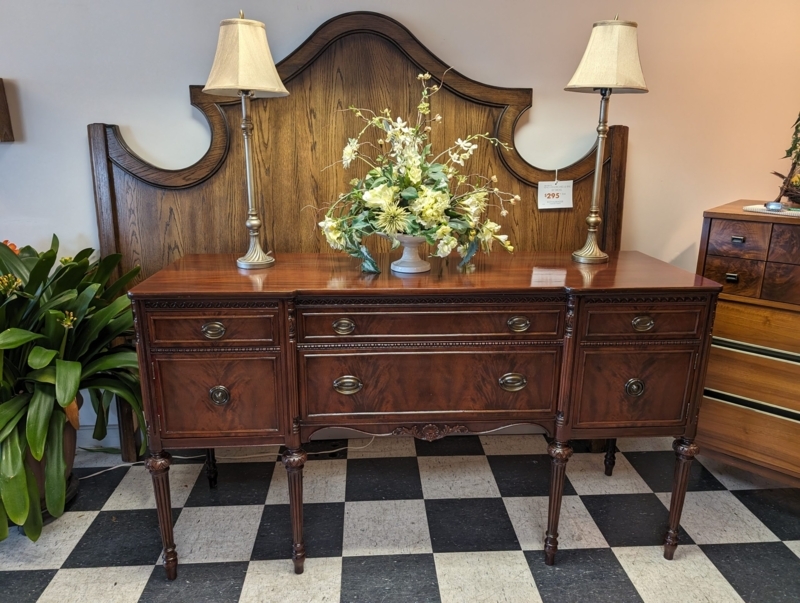 Sideboard Buffet: Four Drawer Configuration, Bracket Feet, Vintage