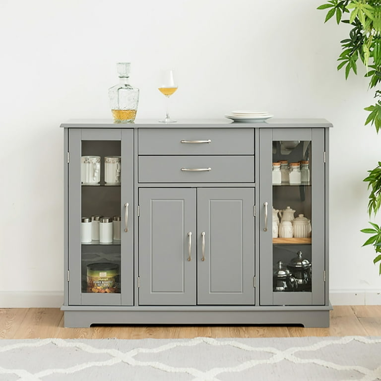 Sideboard Buffet Server in Two-Tone Finish with Bracket Feet