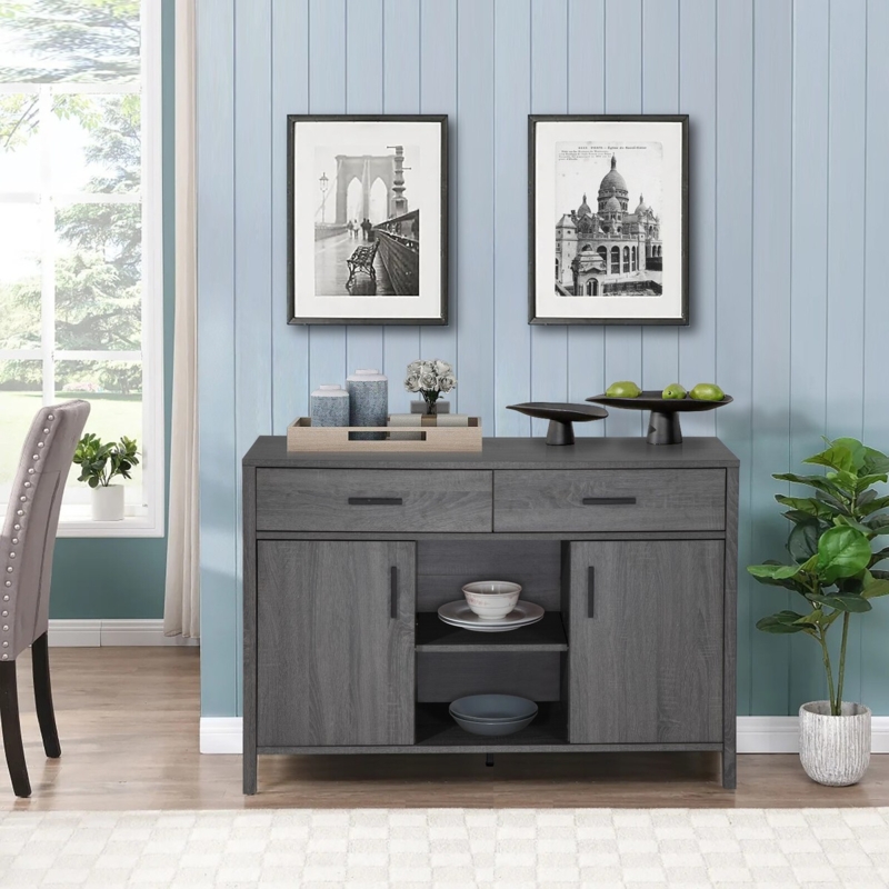Sideboard Buffet with Integrated Wine Rack and Rustic X-Brace Doors