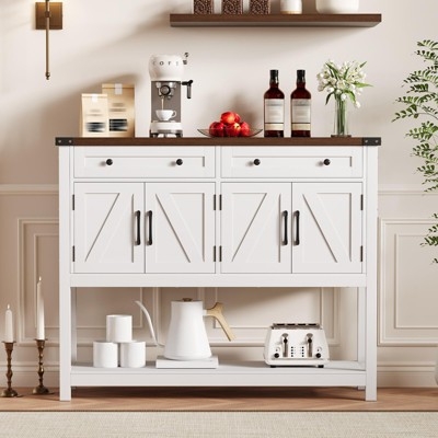 Sideboard Buffet with Sliding Barn Doors and X-Brace Accents