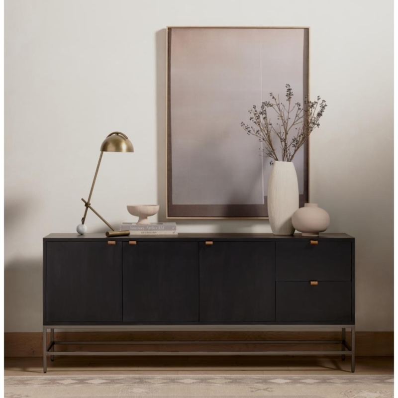 Sideboard Buffet with Tapered Metal Legs, Mixed Material Frame