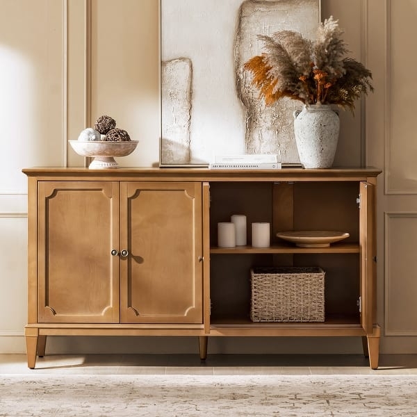 Sideboard Carved Geometric Door Buffet in Dark Espresso Finish