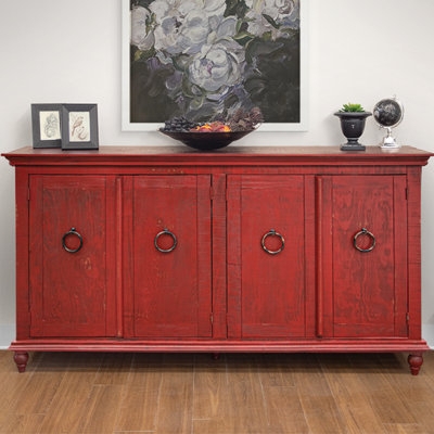 Sideboard Carved Wood Buffet Table Ideas Distressed Mandala Finish