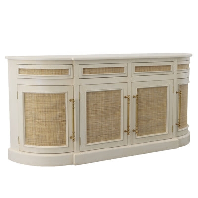 Sideboard Charcoal Reeded Tapered Legs Handleless Doors