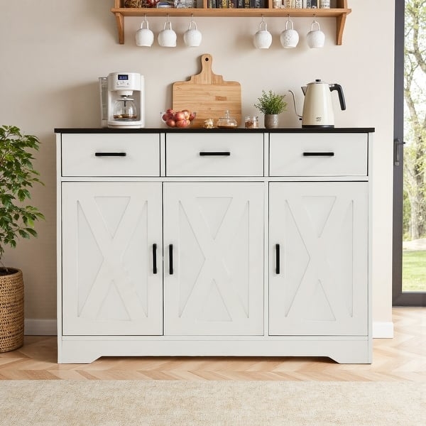 Sideboard Charcoal Wood Grain Sliding Barn Doors Black Metal Track Rustic