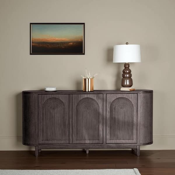 Sideboard Console with Decorative Arched Door Design in Wood Finish