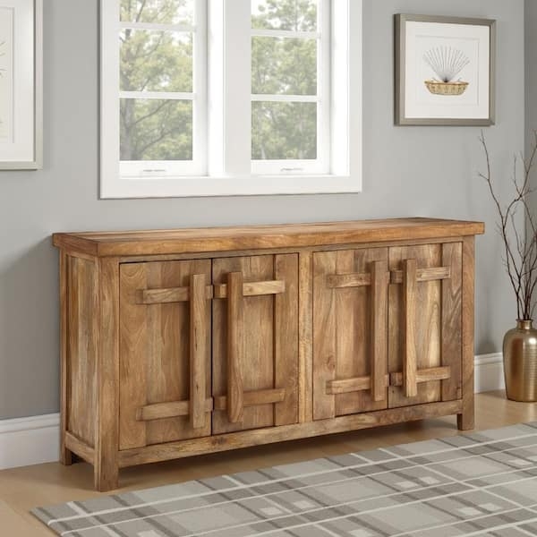 Sideboard Craftsman Style with Geometric Carved Doors