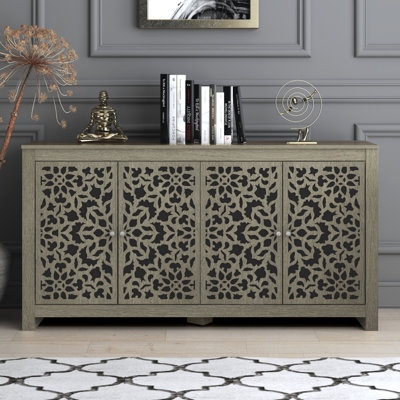 Sideboard Dark Brown Traditional Dining Buffet with Paneled Detail