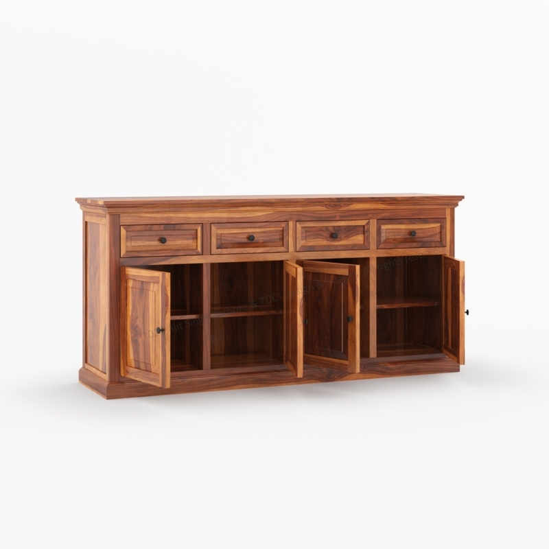 Sideboard Dark Espresso Finish Vertical Slats Ribbed Front Organic