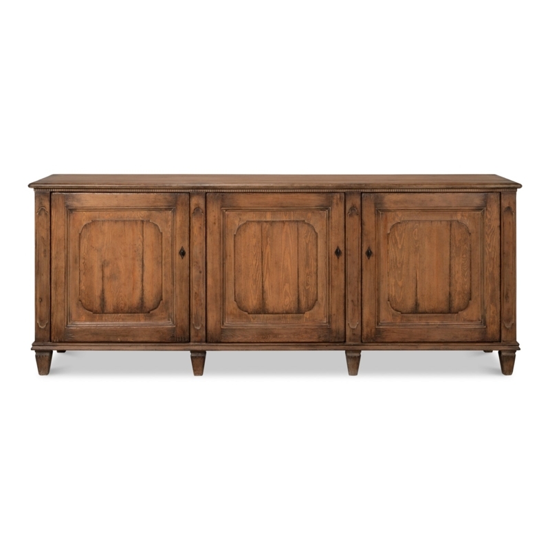 Sideboard Diamond Panel Detail Old Pine Stain Four Door Silhouette