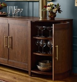 Sideboard Espresso Dark Wood Vertical Hardware Aged Brass Legs