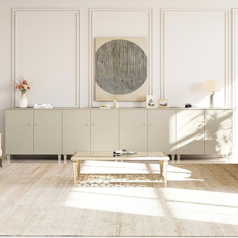 Sideboard Extra Long Profile Rattan Door Inserts Modular Japandi Style