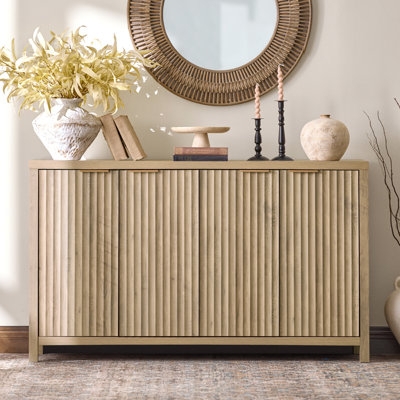 Sideboard Farmhouse Glass Front Doors Geometric Overlays