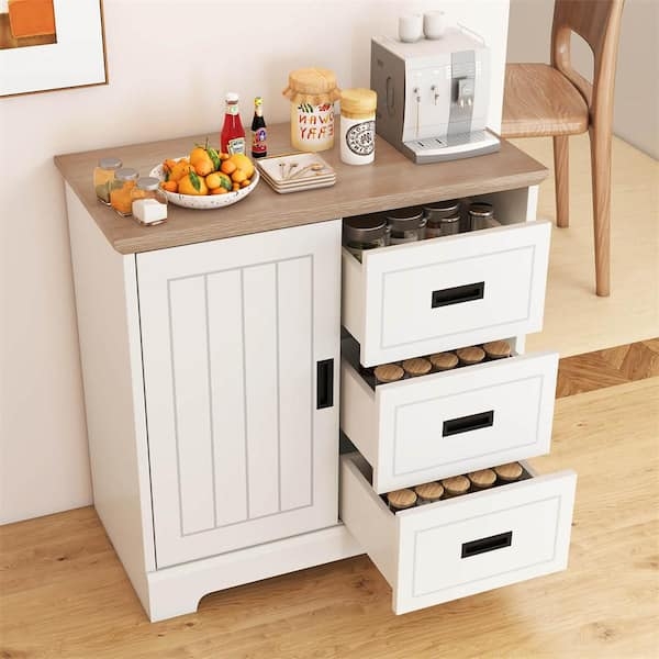 Sideboard Farmhouse Ivory Oak Sliding Barn Doors X-Brace Panels
