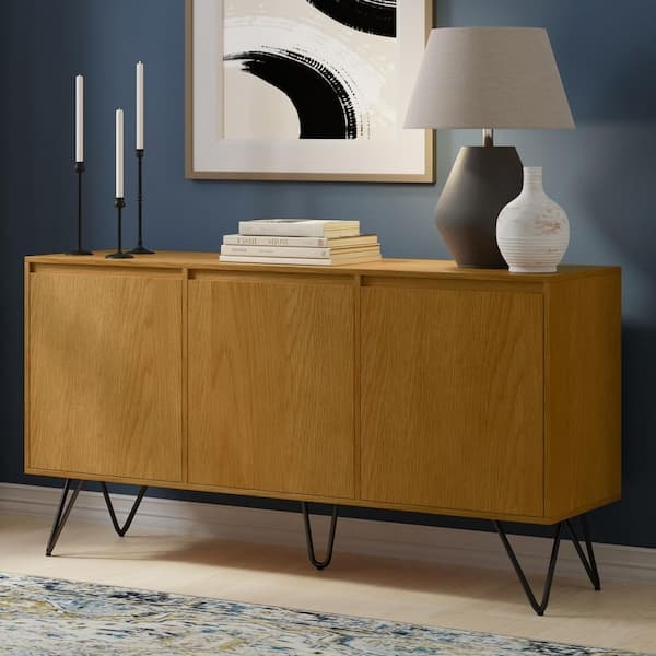 Sideboard featuring Chevron Door Fronts and a Black Metal Base