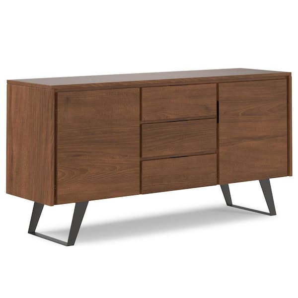 Sideboard featuring Recessed Panels and a Metal Frame Base